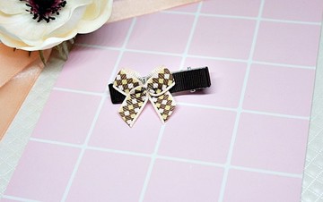 女孩兒髮飾=> 格紋蝴蝶結－髮夾系列－(郵寄免運) #女孩兒頭飾
