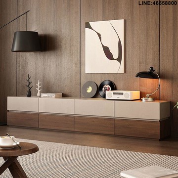 免運 開立發票 電視櫃 收納櫃 儲物櫃 落地櫃 背景櫃 實木電視櫃茶幾組合客廳收納櫃新款家用落地儲物櫃 支持訂製