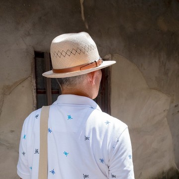 藺草編織 經典皮革紳士帽