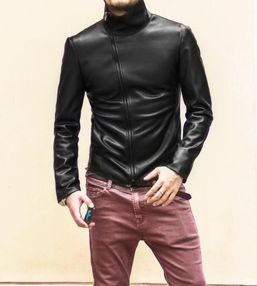 FINDSENSE H1秋季 新款 歐美 街頭 黯黑 機車 斜拉鏈 立領皮衣 帥氣夾克  外套 潮男 上衣