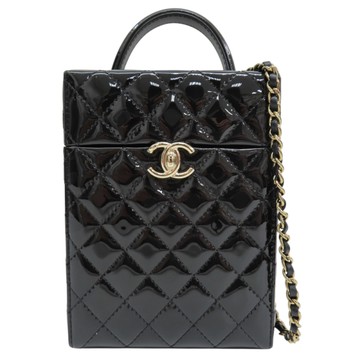 CHANEL 香奈兒 黑色 漆皮皮革 硬盒 肩背包 【二手名牌BRAND OFF】
