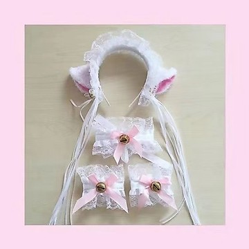 🌸台灣出貨24H🌸女僕裝cosplay洋裝萌蘿莉蕾絲貓耳朵髮箍髮飾貓耳頭箍長流蘇款hhof