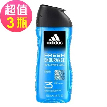 愛迪達男性三合一潔顏洗髮沐浴露(清爽長效)x3罐組(250ml/罐)