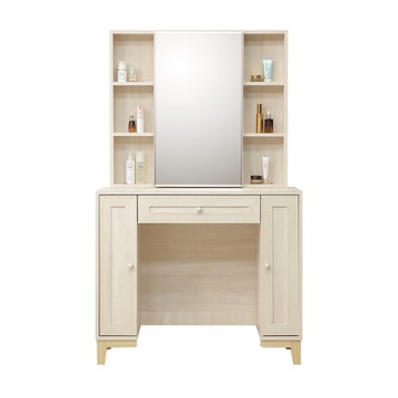 直人木業-COCO田園奶油風滑鏡化妝桌100公分(不含椅)