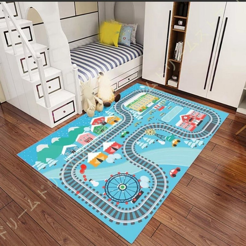 赤ちゃん プレイマット キッズラグ 防音 保温 カラフル 玄関マット カーペット 道路 フロアマット カーペット 低反発 ラグ マット ロードマップ  ふわふわ LINEショッピング