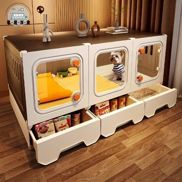 台灣公司 免運 貓籠 狗窩 貓別墅 狗籠 狗屋 狗籠子小型犬帶廁所分離狗窩壹室壹廳壹衛寵物狗別墅室內家用比熊工廠現貨直銷 售後保障 店長推薦 全館九折 5m107