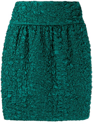 Saint Laurent - ruched mini skirt - women - Silk/Silk/Polyamide/Spandex/Elastane - 40 - Green