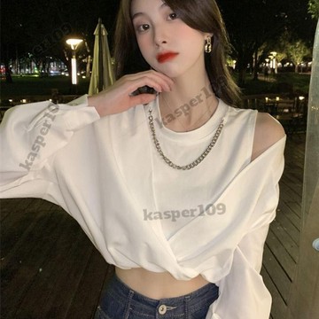 氣質小衫時髦辣妹上衣女別緻設計感早春高腰短版假兩件內搭減齡女 韓妞必備