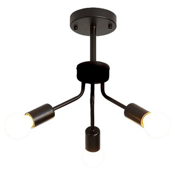 Honey Comb 工業風簡約半吸頂三燈  黑色