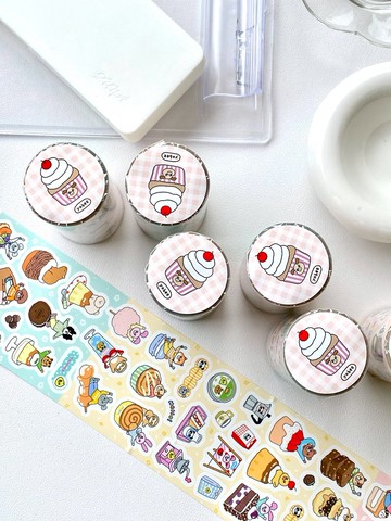 開心動物園/開心動物甜點店/7公分切膜紙膠帶/附離型紙