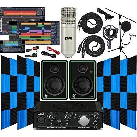 Mackie Onyx Artist 1-2 Audio Midi interface With Pro Tools First Software Studio Bundle with CR3-X Pair Studio Monitors, 24 Pack Acoustic Soundproof S