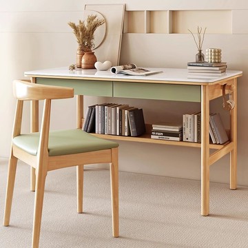 巖板電腦桌臺式家用辦公桌輕奢臥室學生寫字桌小戶型北歐實木書桌 YJ78 公司貨 快速出貨