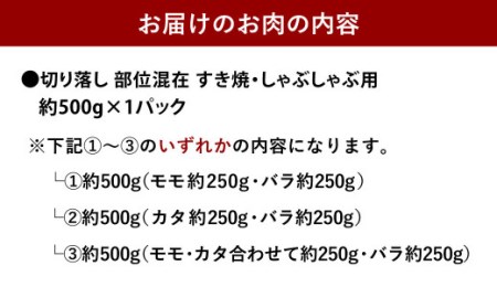 くまもとあか牛 切り落し すき焼・しゃぶしゃぶ用 約500g×1パック 和牛 牛肉