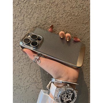 銀電鍍PC護鏡散熱網孔適用蘋果16手機殼新款16promax套iphone16pro硅膠蘋果15防摔蘋果13全包14超好看12女11