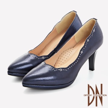 DN晚宴鞋_造型水鑽點綴珠光高跟婚鞋-藍