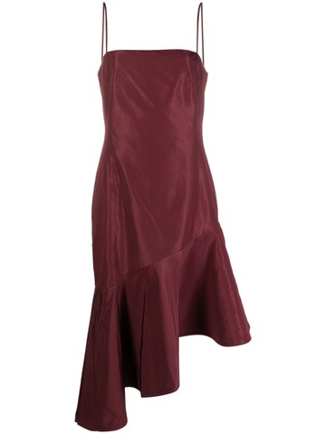 Polo Ralph Lauren - asymmetric taffeta midi dress - women - Recycled Polyester/Polyester/Mulberry Silk - 10 - Red