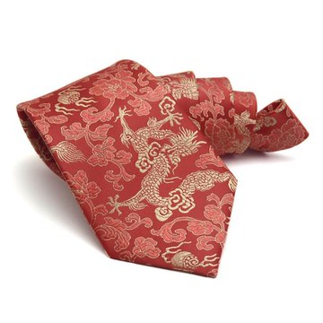 LRZYOU男士正裝傳統復古中國風刺繡龍領帶9CM寬版結婚慶典領呔TIE