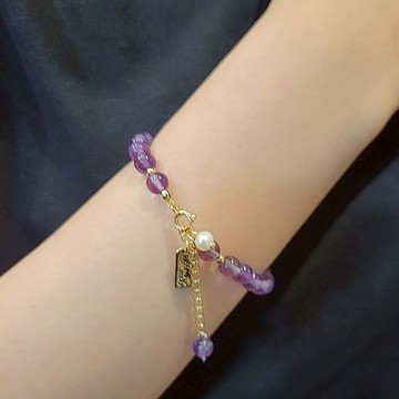 送禮物 [現貨商品]【焦糖小姐Ms caramelo 】紫水晶手鍊 紫水晶&淡水珍珠