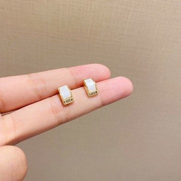 ▪NANA▪D3501 日韓流行時尚 S925 銀針 小巧 氣質 矩形 Luck 好運氣 甜美耳飾 耳環 耳針