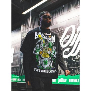 美式火焰涂鴉潮牌總冠軍凱爾特人籃球短袖杰倫布朗塔圖姆寬松T恤