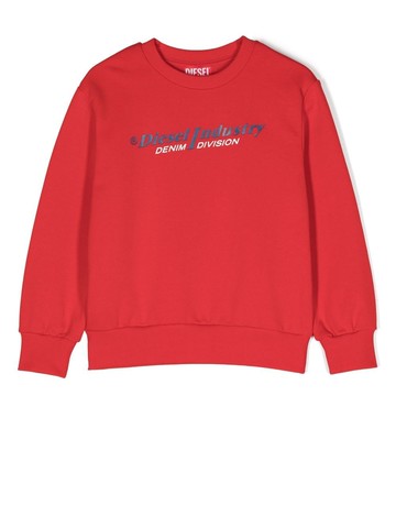 Diesel Kids - logo-print cotton jumper - kids - Cotton - 14 yrs - Red