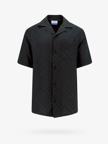 Cotton and silk shirt with all-over off print - OFF WHITE - gender_Man