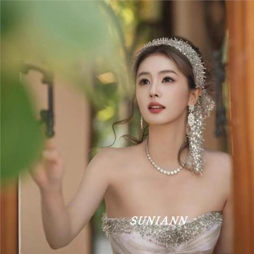 白鹿同款銀色亮片發帶寬邊發箍高級感公主禮服頭飾頭箍飄帶發飾女