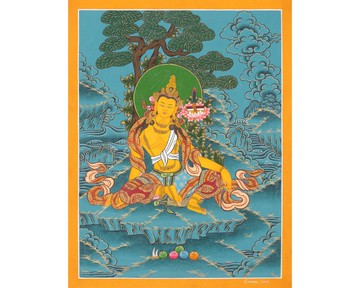 藏傳菩薩畫作－手繪文殊菩薩唐卡