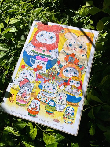 Riso孔版印刷年畫 龍 兔