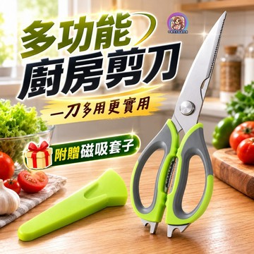 24H出貨 不鏽鋼食物剪 可拆洗可刮魚鱗 開罐 多功能食物剪刀 料理剪刀 食物剪 去骨刀 去骨剪刀 剪刀 開罐 磁鐵可黏
