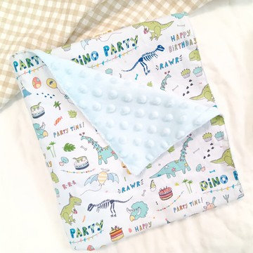 免費繡名字。恐龍派對。安撫被 推車蓋毯 豆絨毯 午睡被