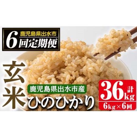 ふるさと納税 i542 ＜定期便・計6回(連続)＞鹿児島県出水市産ひのひかり玄米＜(3kg×2袋・計6kg)×全6回＞ 鹿児島県出水市