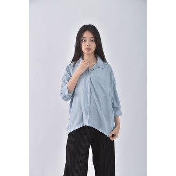 (XL) 棉質純棉藍色短袖上衣二手衣