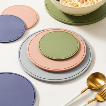 圓形硅膠防燙墊大號鍋墊盤子隔熱墊套裝防滑杯墊餐桌防熱餐墊家用