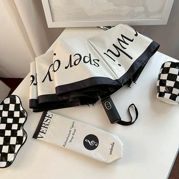 法式字母黑膠兩用晴雨折疊傘