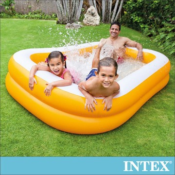 【INTEX】桔色長方型游泳池229x147x46cm戲水池/充氣泳池/遊戲池/泳池/充氣泳池/兒童泳池(57181)