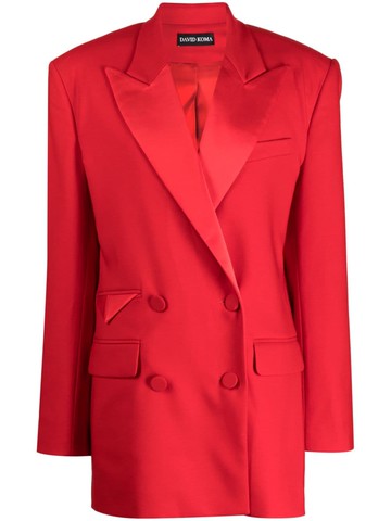 David Koma - double-breasted peak-lapels blazer - women - Elastane/Wool/Viscose - 8 - Red