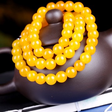 天然a貨黃龍玉男女款鏈子項鏈圓珠子項鏈