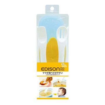 日本原裝 KJC EDISON MAMA  嬰幼兒副食品專用餐具組 5支入/5個月以上