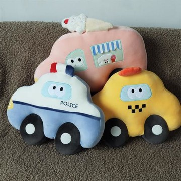可愛兒童卡通迷爾汽車抱枕毛絨玩具沙發靠枕兒童安撫睡覺裝飾擺件