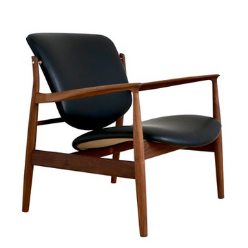 France Chair 法蘭西扶手椅（黑皮革 / 胡桃木）