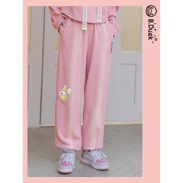 B.Duck小黃鴨休閑褲長褲秋季新款寬松少女甜美減齡顯瘦褲子