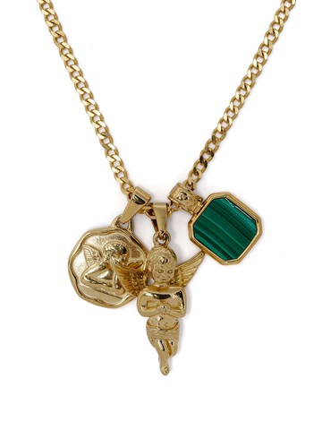 Nialaya Jewelry - gold-plated Trio charm necklace - men - Gold - 22