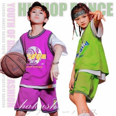 キッズダンス衣装 セットアップ バスケ服 紫 ベスト Tシャツ 半パンツ 緑 ストリートダンス 韓国 ヒップホップ 練習着 Hiphop ステージ衣装 演出服 発表会 団体 通販 Lineポイント最大get Lineショッピング
