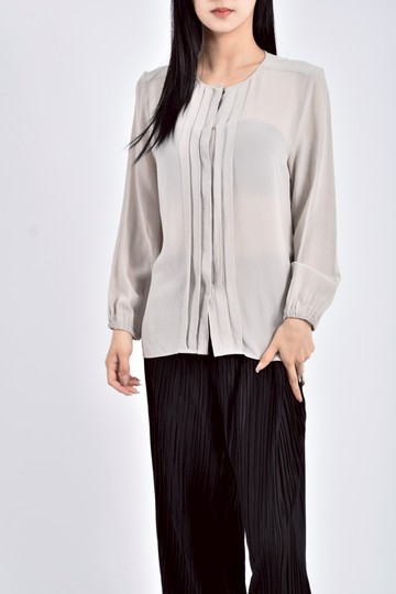 (S) atos lombardini雪紡灰色長袖上衣