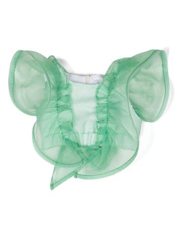 Miss Grant Kids - ruffled puppytooth top - kids - Polyester - 9 mth - White