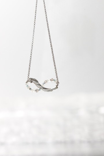 水色映影 | 自然探險 // 糖果碧璽月光石天然石純銀項鍊//原創銀