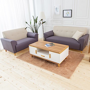 時尚屋 卡莉絲塔2+3人座雙色實木骨架貓抓皮沙發(共3色)臺製/免運免組