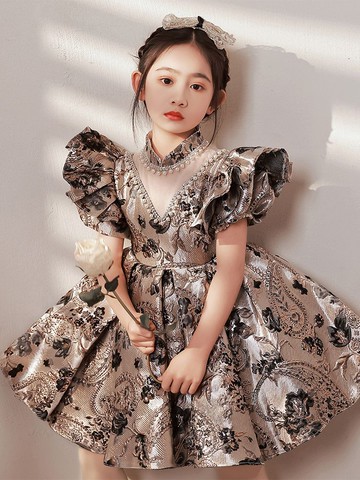 兒童晚禮服走秀高端生日主持人女童鋼琴演奏服花童婚禮洋氣小女孩