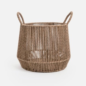 查莉編織棉繩收納籃M 提把麻花咖